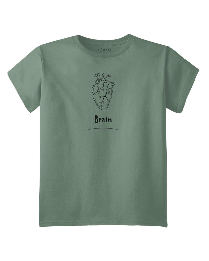 Graphic of brain heart tsh for kids in green color, aponia store Istanbul 