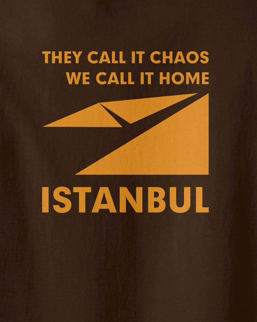 The graphic of Istanbul map logo and slogan of "they call it chaos,we call it home"